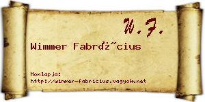 Wimmer Fabrícius névjegykártya